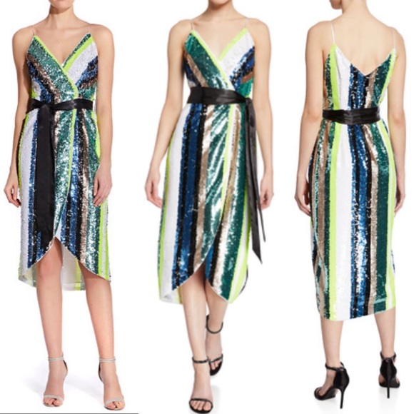 Aidan Mattox striped sequin midi dress - Picture 3 of 6